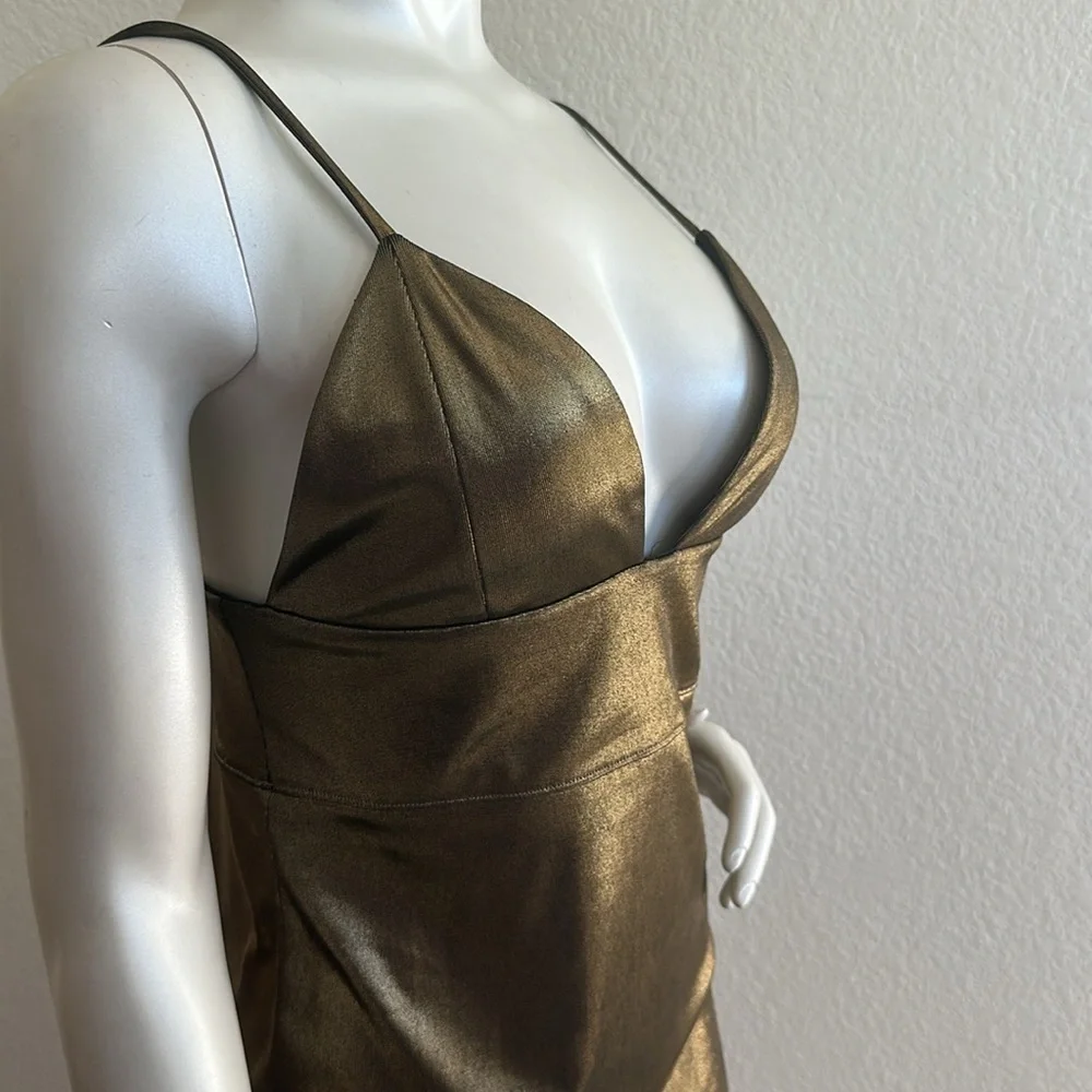 Intimately by Free People Look Good Fell Good Gold Metallic Mini Dress